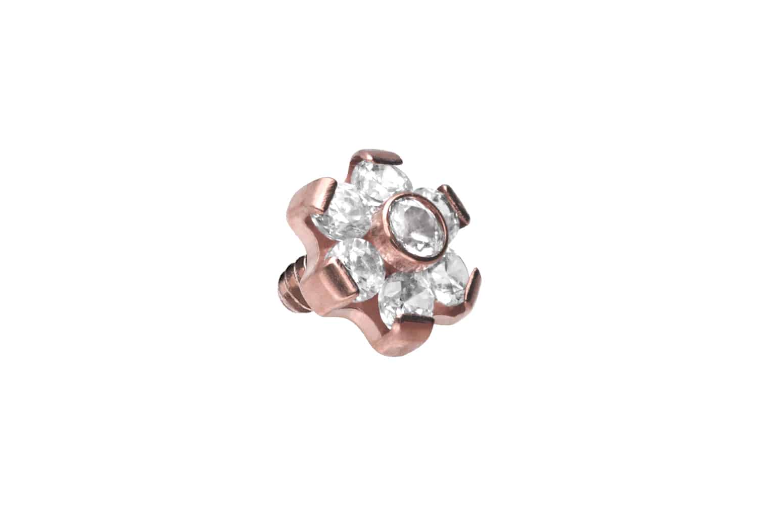 Titan Dermal Anchor Aufsatz BLUME MIT 7 KRISTALLEN von Piercingline